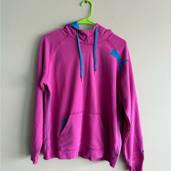 Puma Tops - Puma Vibrant Pink Hoodie with Blue Details